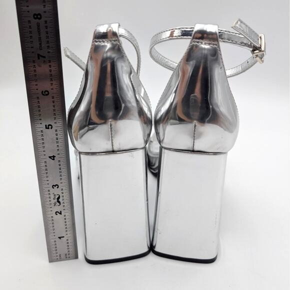 Steve Madden Veronika Platform Chunky Block Heel Sandal Women's Silver Size 10M - Picture 4 of 13